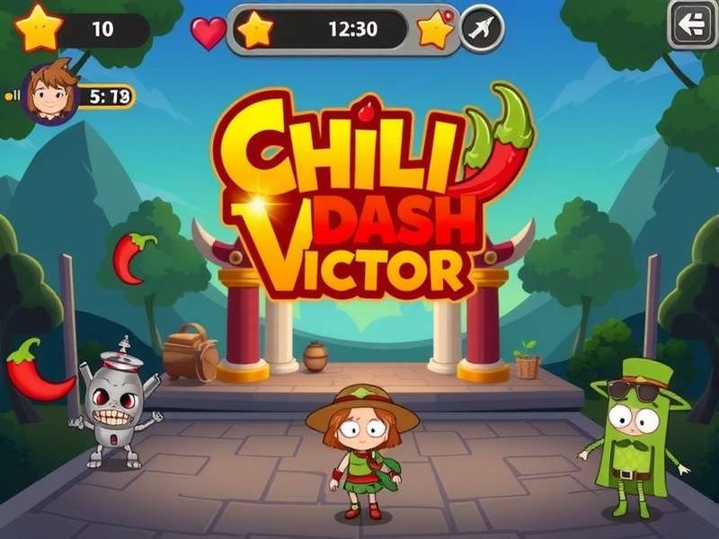 Chili Dash Victor game screenshot showing spicy chili characters