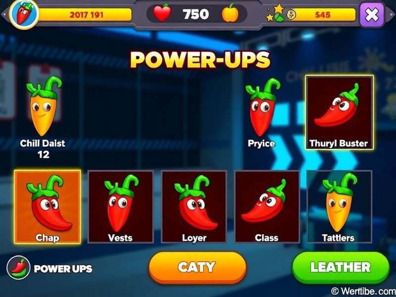 Chili Dash Victor power-ups collection screen